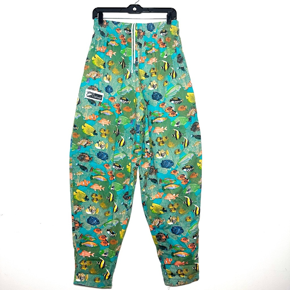 Vintage 80s RARE Chefwear - Coral reef ocean fish print balloon pants